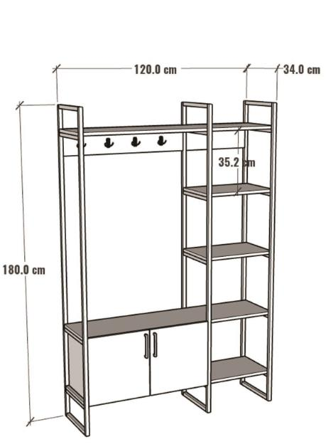 RAF STANDI ÇOK AMAÇLI 2 KAPAKLI ASKILI 180*120CM
