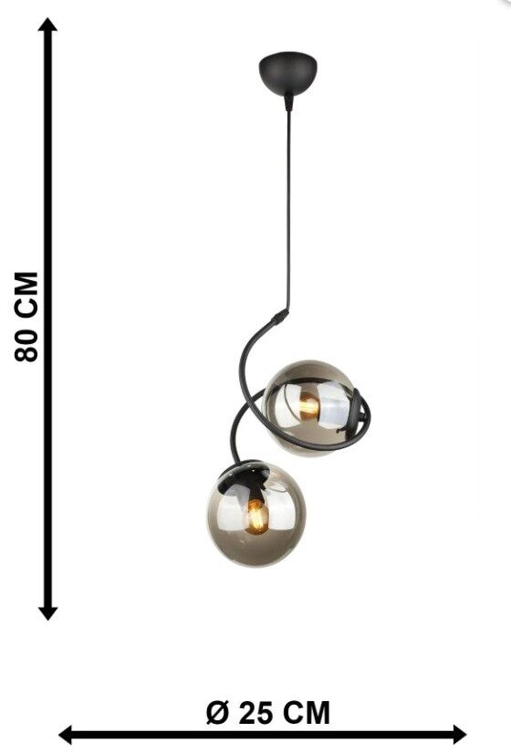 AVİZE İKİLİ DRAGON FÜME CAM SİYAH