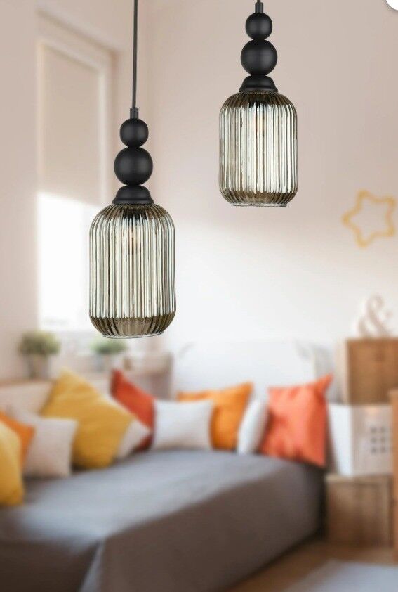 AVİZE İKİLİ VAMOS FÜME CAM SİYAH