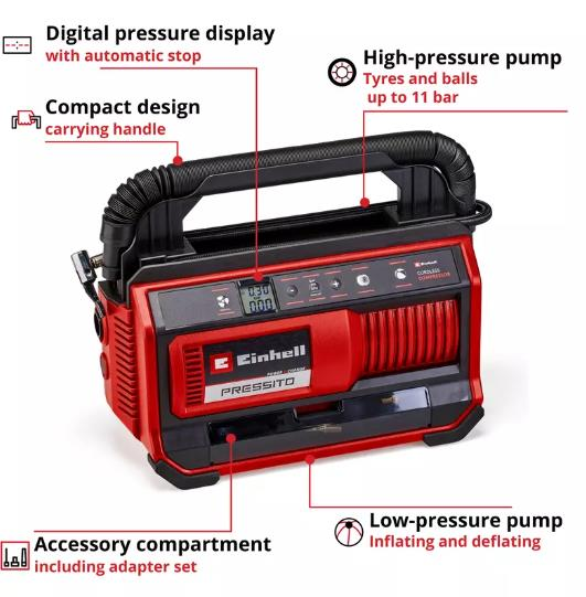 AKÜLÜ KOMPRESÖR PRESSITO 18/25 11 BAR 18V