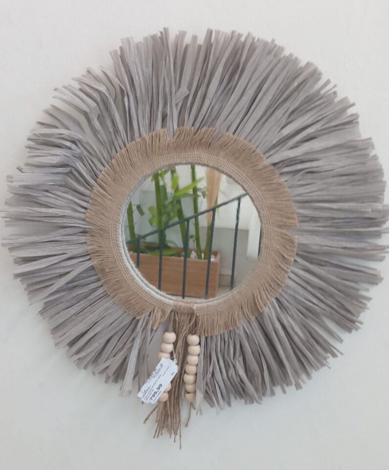 AYNA BOHEM GRİ RAFYA 50CM