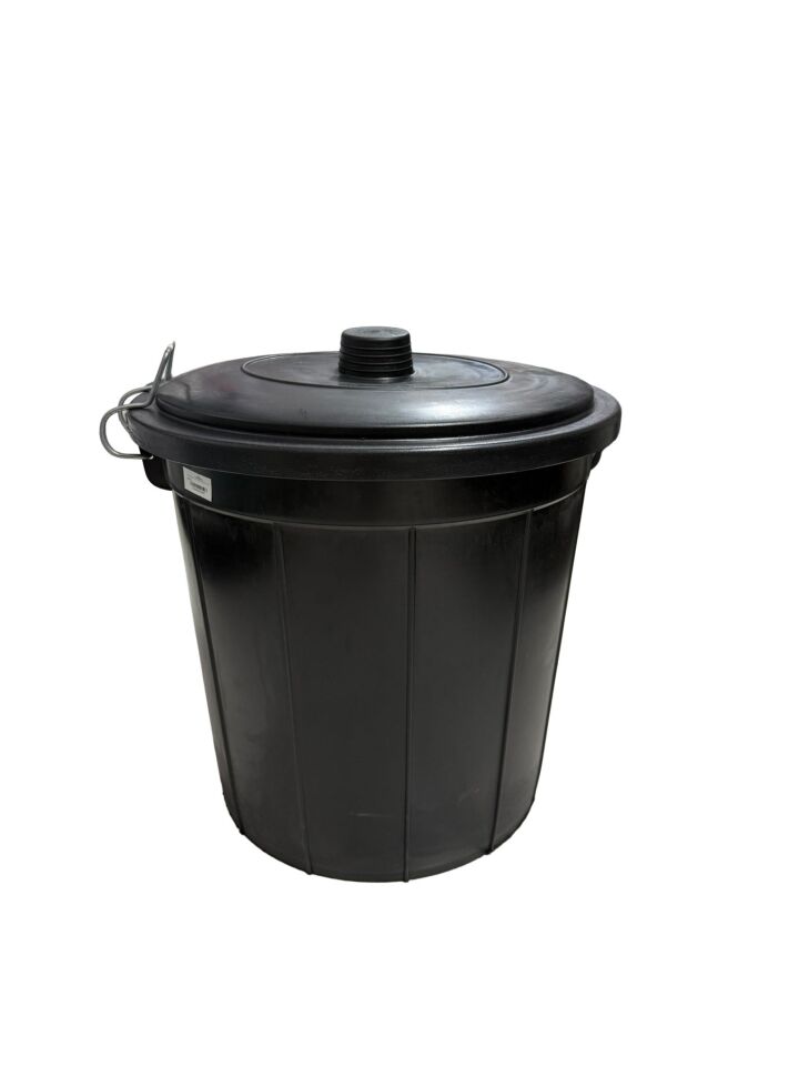 ÇÖP BİDONU PLS. SİYAH+KAPAK 56LT