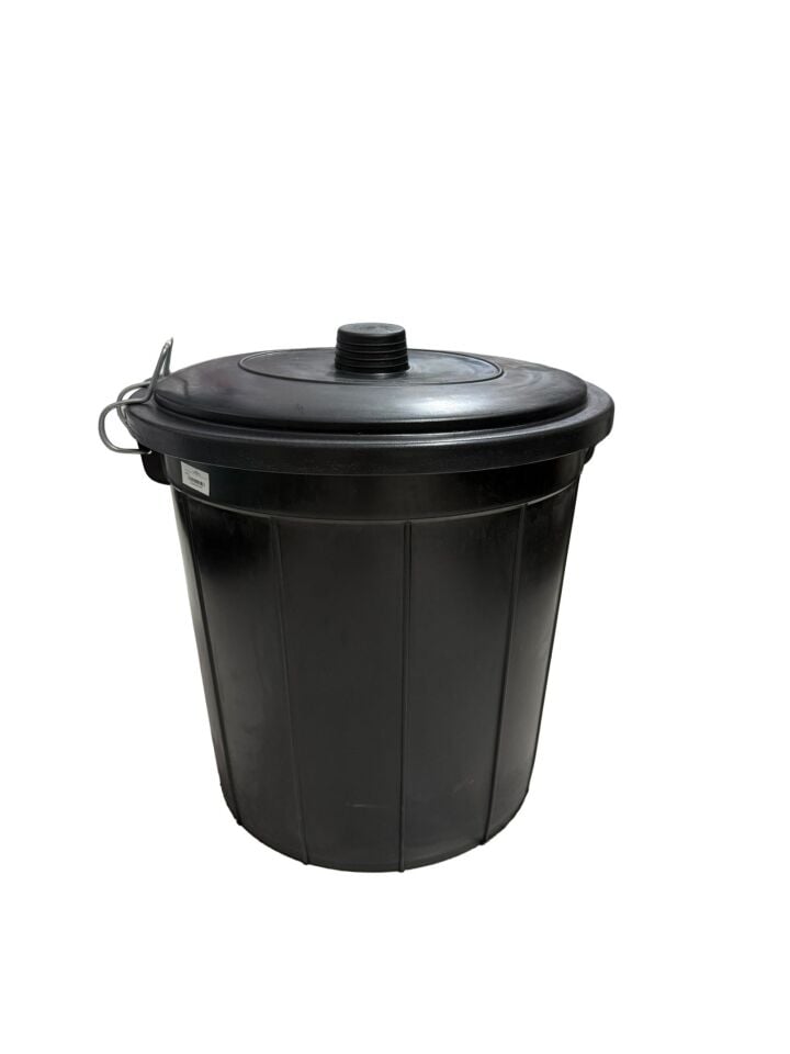 ÇÖP BİDONU PLS. SİYAH+KAPAK 56LT