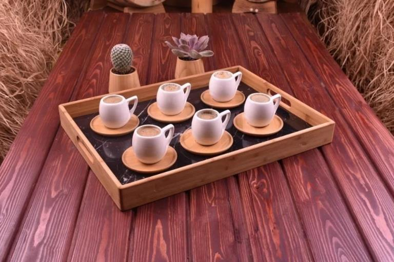 TEPSİ MERMER DESENLİ MARBELLA BÜYÜK SİYAH