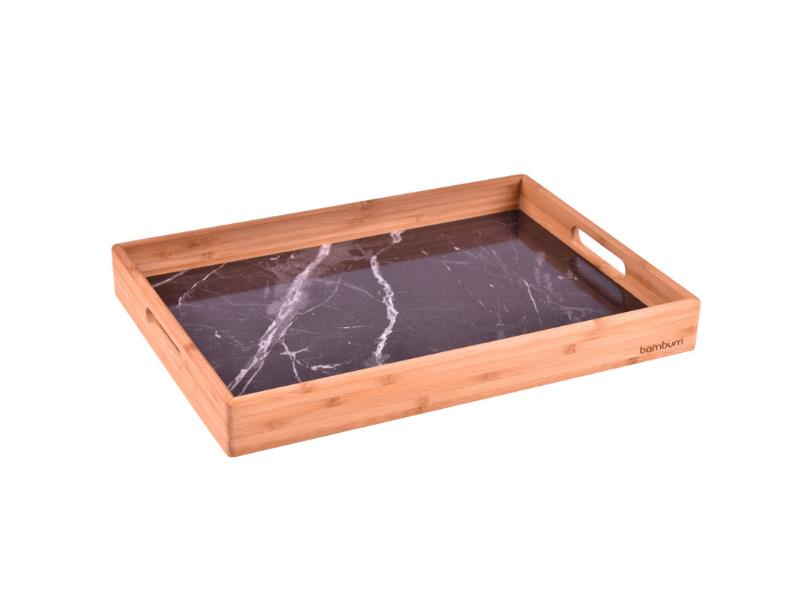 TEPSİ MERMER DESENLİ MARBELLA BÜYÜK SİYAH