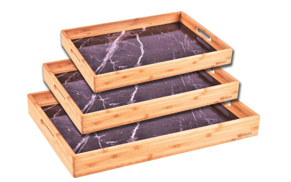 TEPSİ MERMER DESENLİ MARBELLA BÜYÜK SİYAH