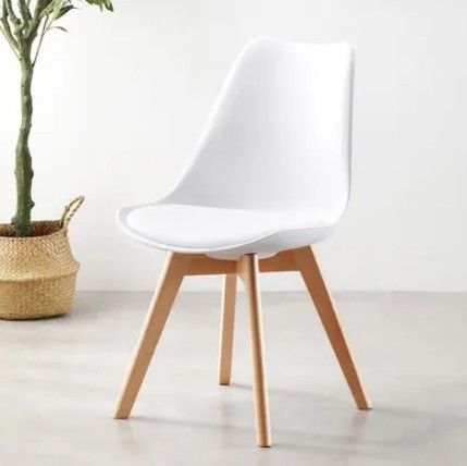 SANDALYE PLASTİK BEYAZ AHŞAP AYAK