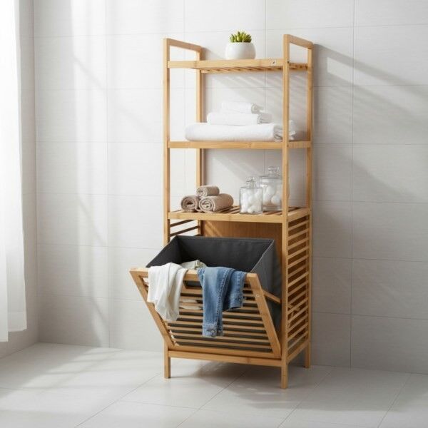 ÇAMAŞIR SEPETİ 3 KATLI BAMBU 30X40X119CM