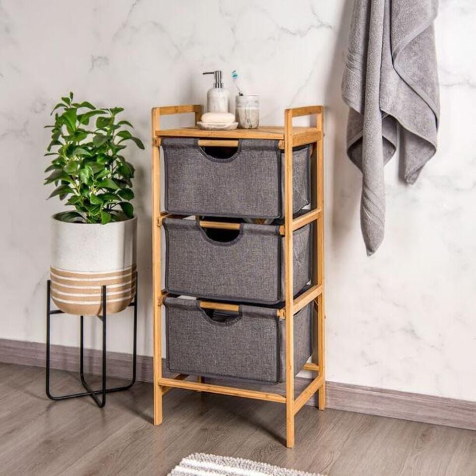 ORGANİZER BAMBU 3LÜ ÇEKMECELİ 44X32X96CM