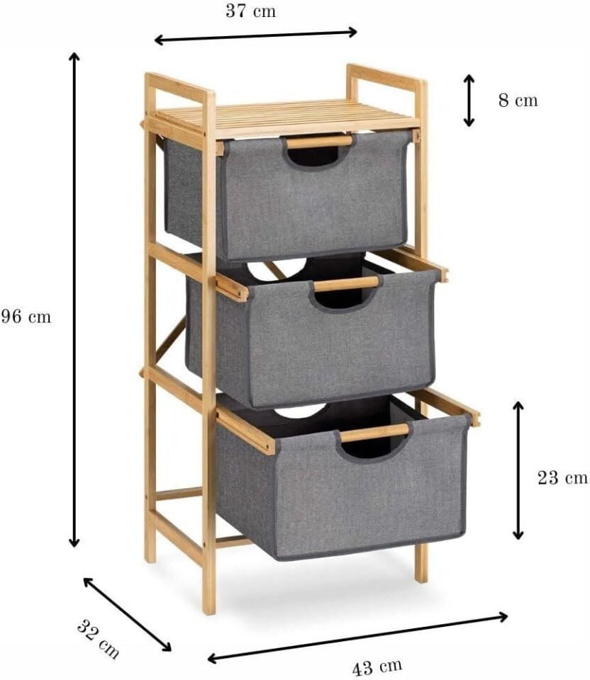 ORGANİZER BAMBU 3LÜ ÇEKMECELİ 44X32X96CM