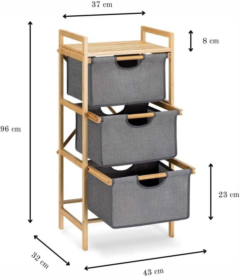 ORGANİZER BAMBU 3LÜ ÇEKMECELİ 44X32X96CM