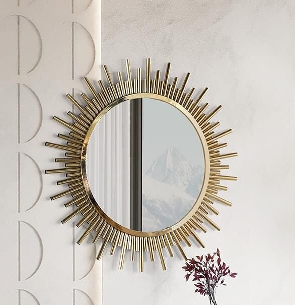 AYNA YUVARLAK GOLD ''GÜNEŞ'' 80CM