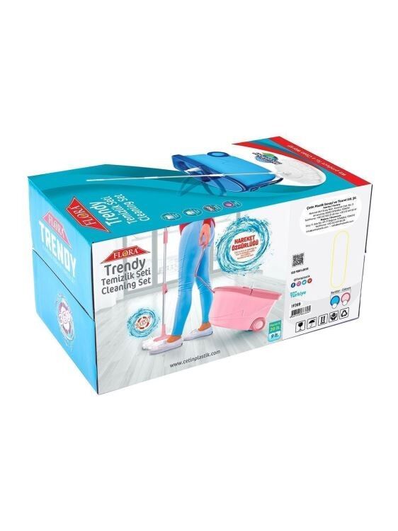 TEMİZLEME SETİ DÖNER PASPAS TEKERLEKLİ TRENDY PEMB