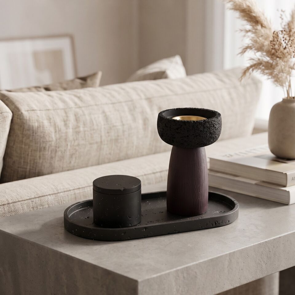 TÜTSÜ YAKMA KABI VE TÜTSÜ KUTUSU OVAL AHŞAP