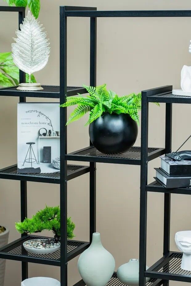 RAF YAŞAM ÜNİTESİ 12 RAFLI METAL SİYAH 98x164x30CM