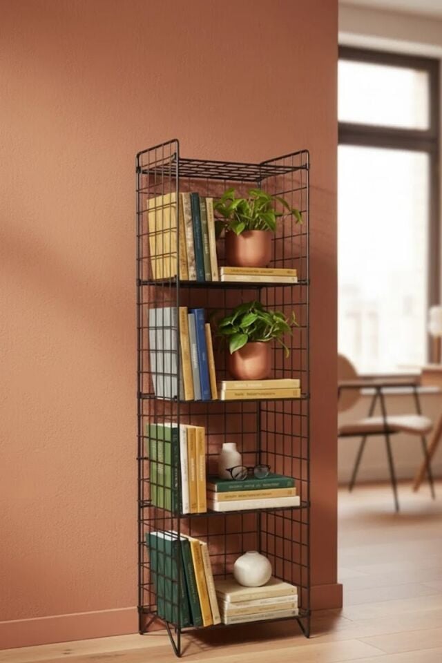 KİTAPLIK TEL 5 RAFLI SİYAH 36x135x33CM