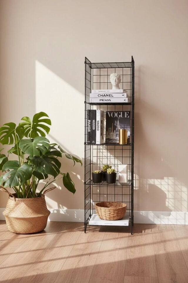 KİTAPLIK TEL 5 RAFLI SİYAH 36x135x33CM