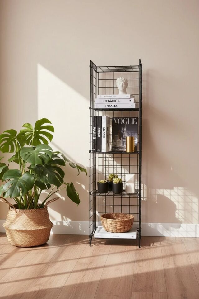 KİTAPLIK TEL 5 RAFLI SİYAH 36x135x33CM