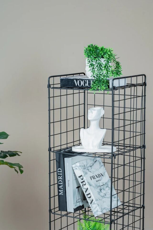 KİTAPLIK TEL 5 RAFLI SİYAH 36x135x33CM