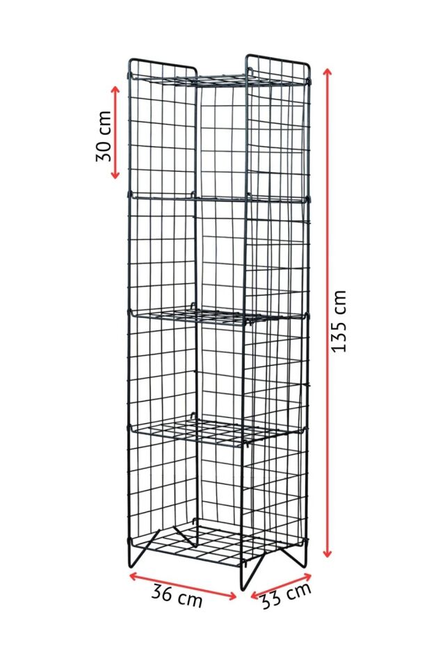 NET*/KİTAPLIK TEL 5 RAFLI SİYAH 36x135x33CM