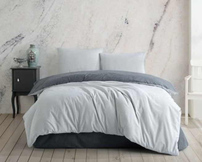 NEVRESİM TAKIMI ÇİFT TRF.BRUSH Ç.K. 4 PRÇ. GRİ