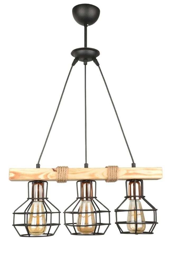 AVİZE AHŞAP LUMENİA 3LÜ 50X80CM