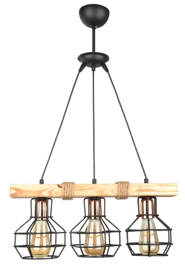 AVİZE AHŞAP LUMENİA 3LÜ 50X80CM