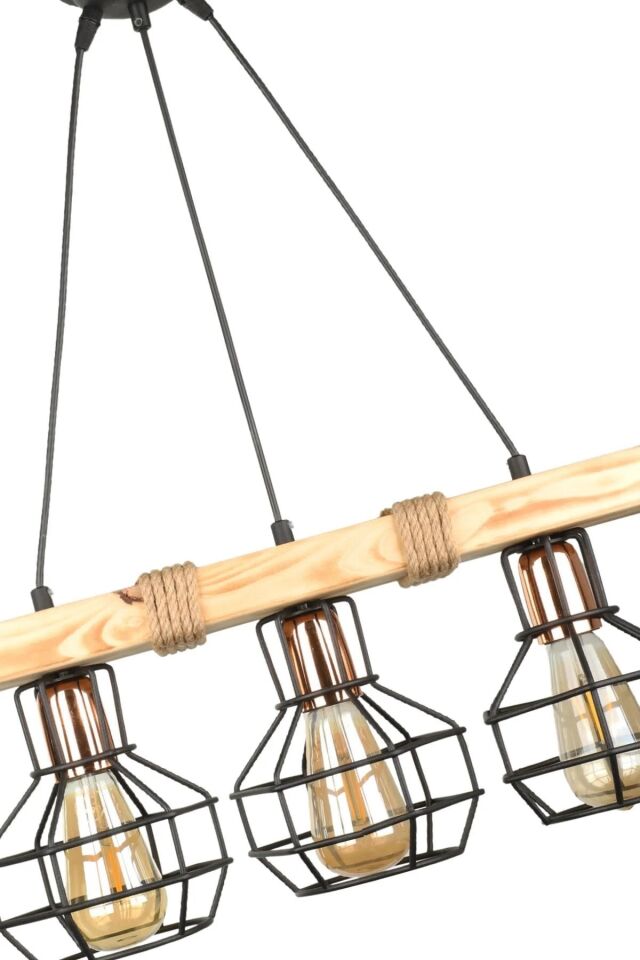 AVİZE AHŞAP LUMENİA 3LÜ 50X80CM