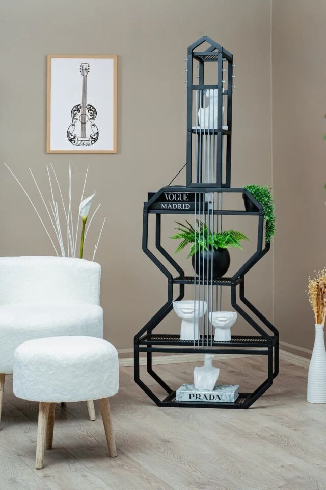 RAF METAL GİTAR ÜNİTE SİYAH 29x169x39CM