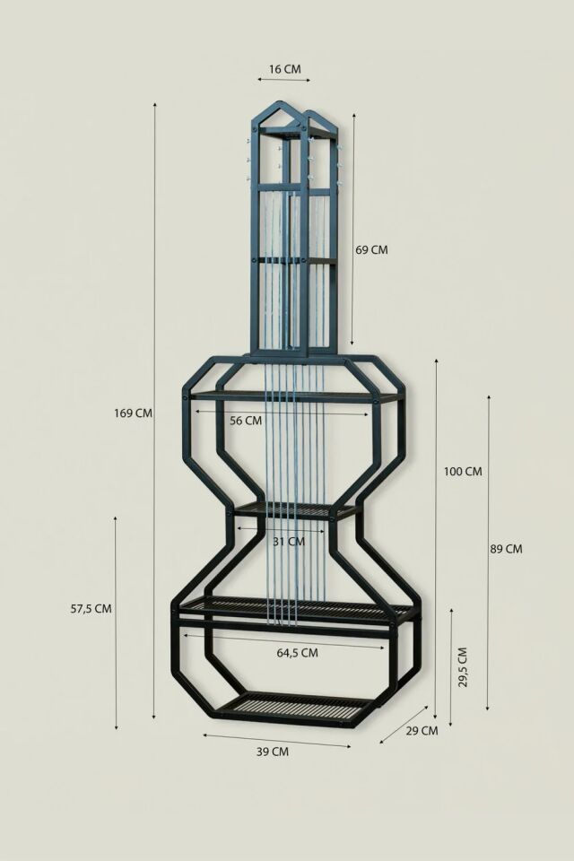 RAF METAL GİTAR ÜNİTE SİYAH 29x169x39CM
