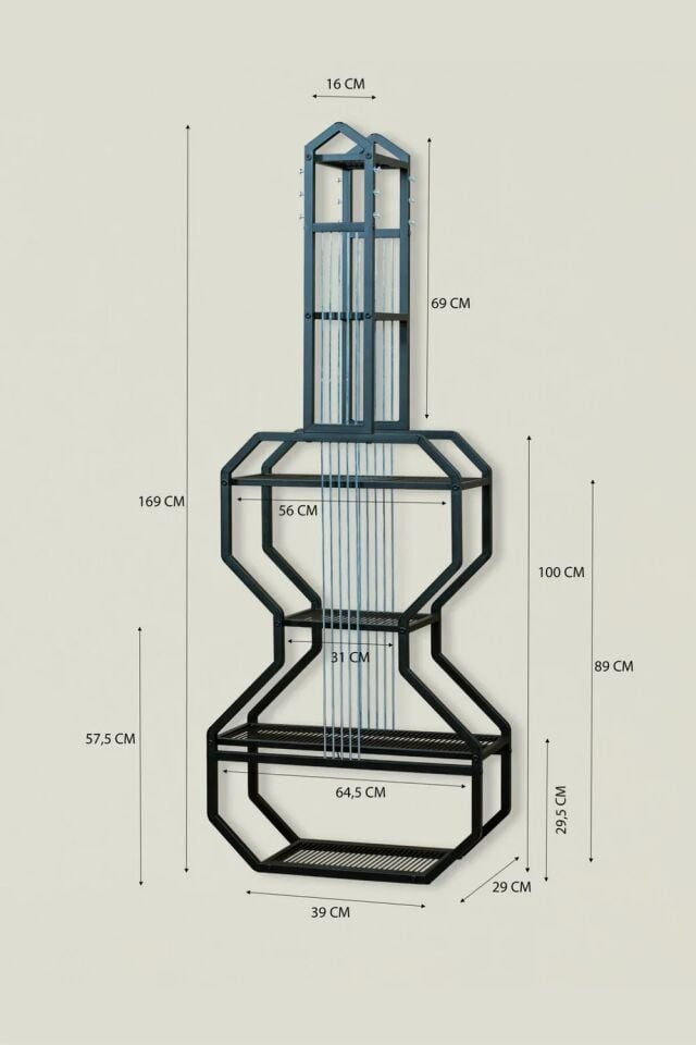 RAF METAL GİTAR ÜNİTE SİYAH 29x169x39CM