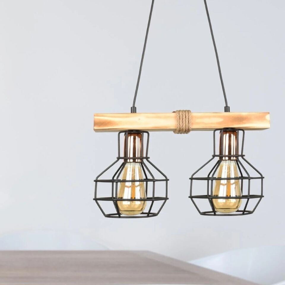 AVİZE AHŞAP LUMENİA 2Lİ 40X80CM