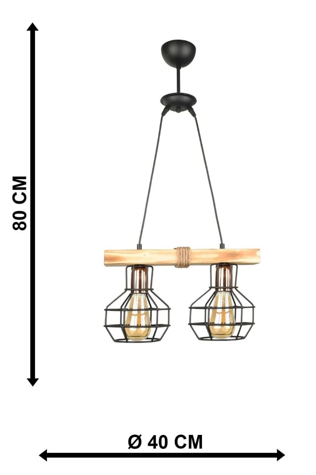 AVİZE AHŞAP LUMENİA 2Lİ 40X80CM