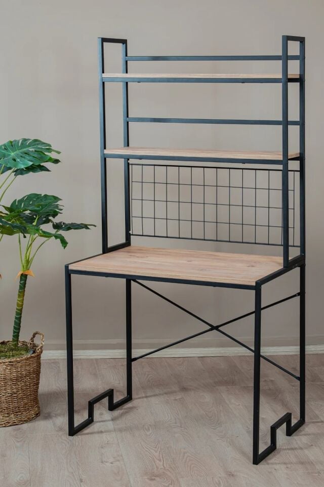 ÇALIŞMA MASASI LÜX RAFLI ÇAM 90x177x60CM