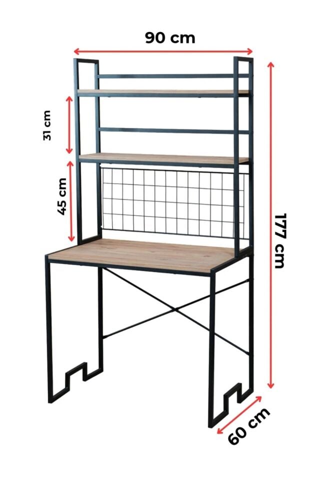 ÇALIŞMA MASASI LÜX RAFLI ÇAM 90x177x60CM