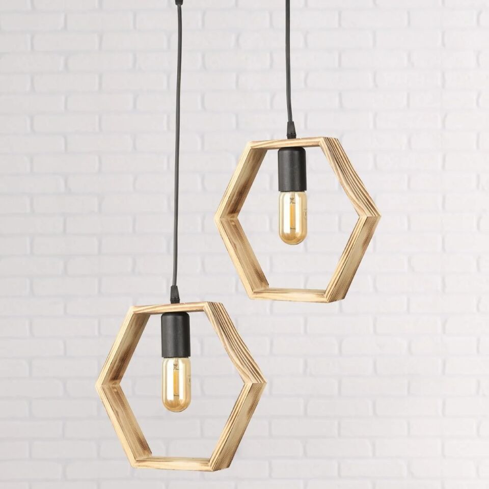 AVİZE AHŞAP ALTIGEN 2Lİ 40X80CM