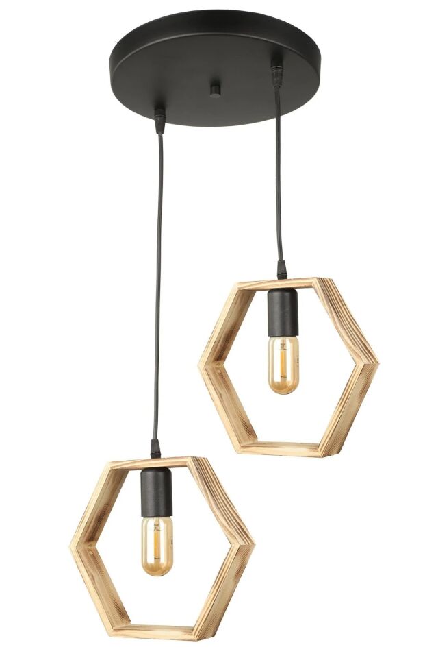 AVİZE AHŞAP ALTIGEN 2Lİ 40X80CM