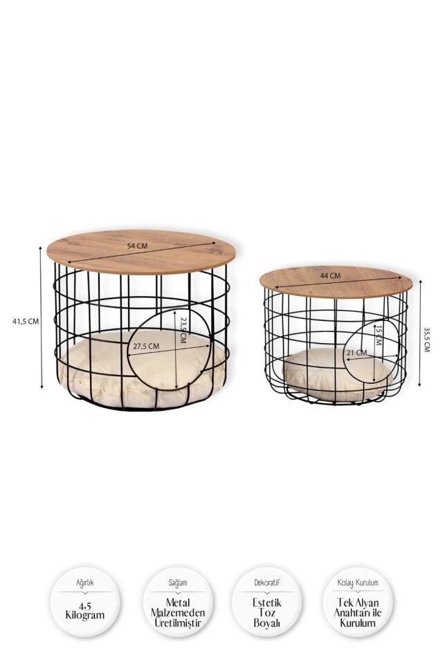 SEHPA 2Lİ KEDİ YUVALI ÇAM 55x55x43CM