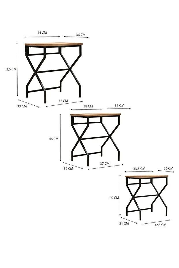 SEHPA ZİGON 3LÜ X AYAK TRAVERTEN 44x52x36CM