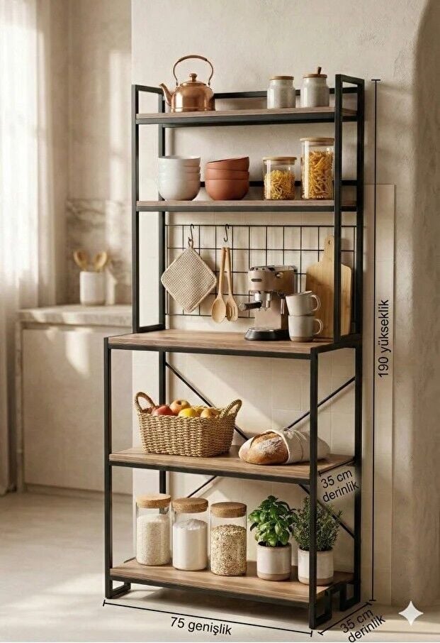 KAHVE KÖŞESİ 5 RAFLI ÇAM 75x190x35CM