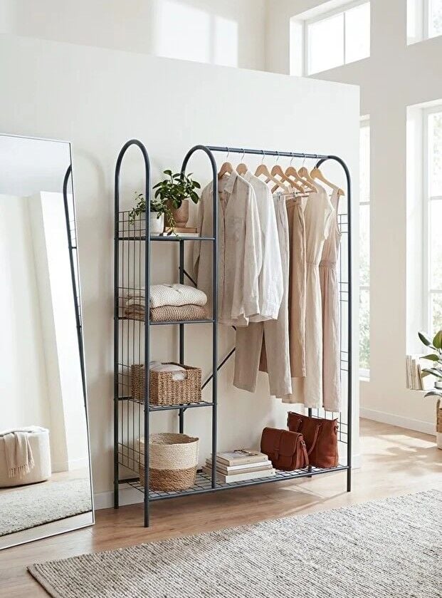 ASKILIK 5 RAFLI SİYAH 105x163x32CM