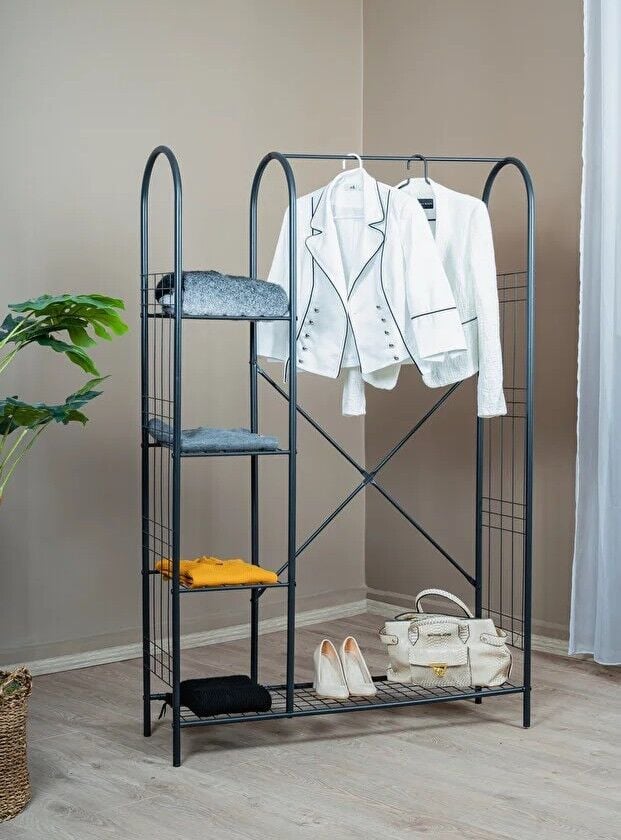 ASKILIK 5 RAFLI SİYAH 105x163x32CM