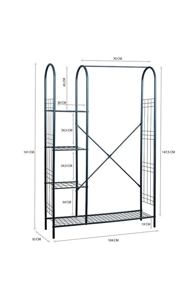 ASKILIK 5 RAFLI SİYAH 105x163x32CM