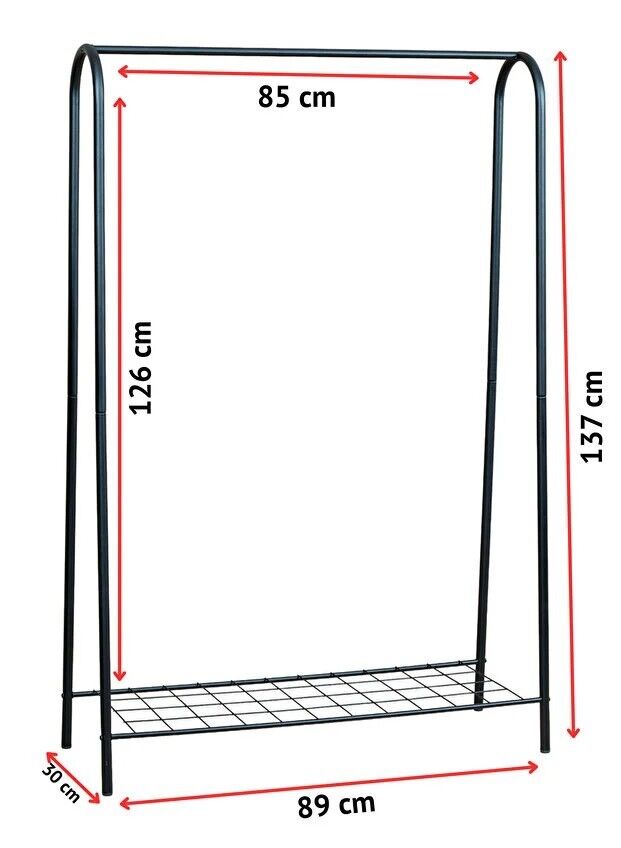 ASKILIK TEK RAFLI SİYAH 89x137x30CM