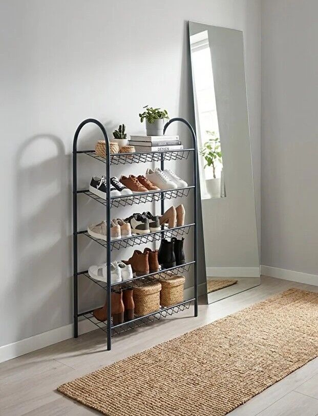 AYAKKABILIK 5 RAFLI METAL SİYAH 64x108x30CM