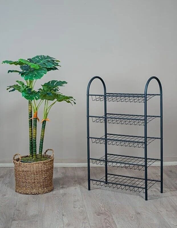 AYAKKABILIK 5 RAFLI METAL SİYAH 64x108x30CM