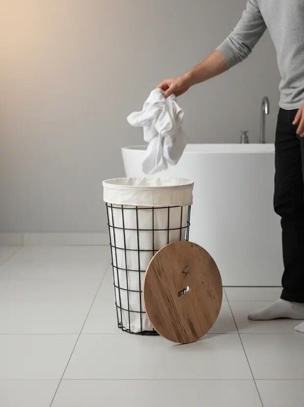 SEPET KİRLİ SİYAH TEL ÇAM KAPAK 35,5x35,5x60CM