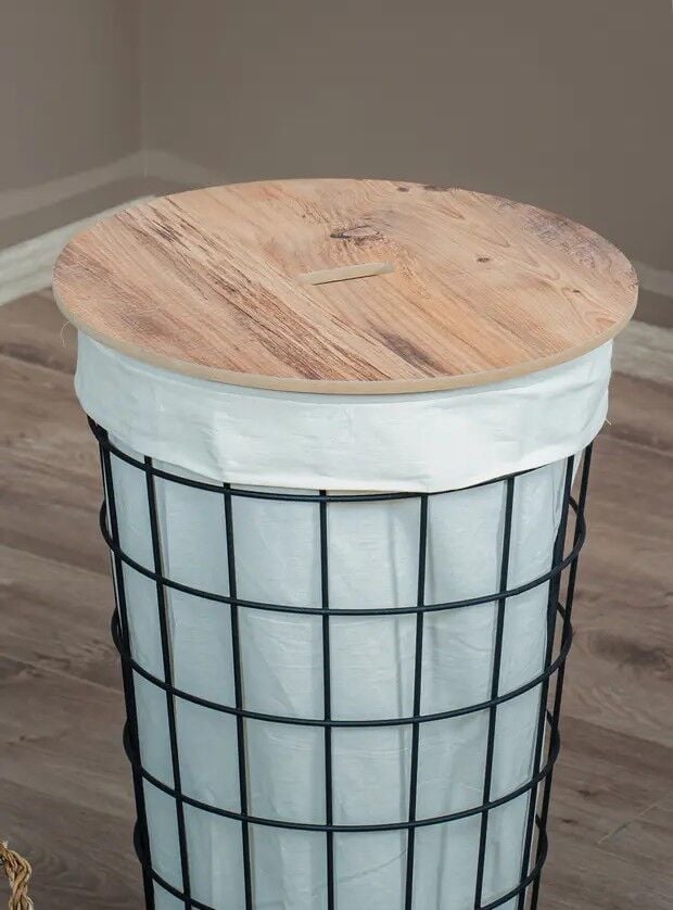 SEPET KİRLİ SİYAH TEL ÇAM KAPAK 35,5x35,5x60CM