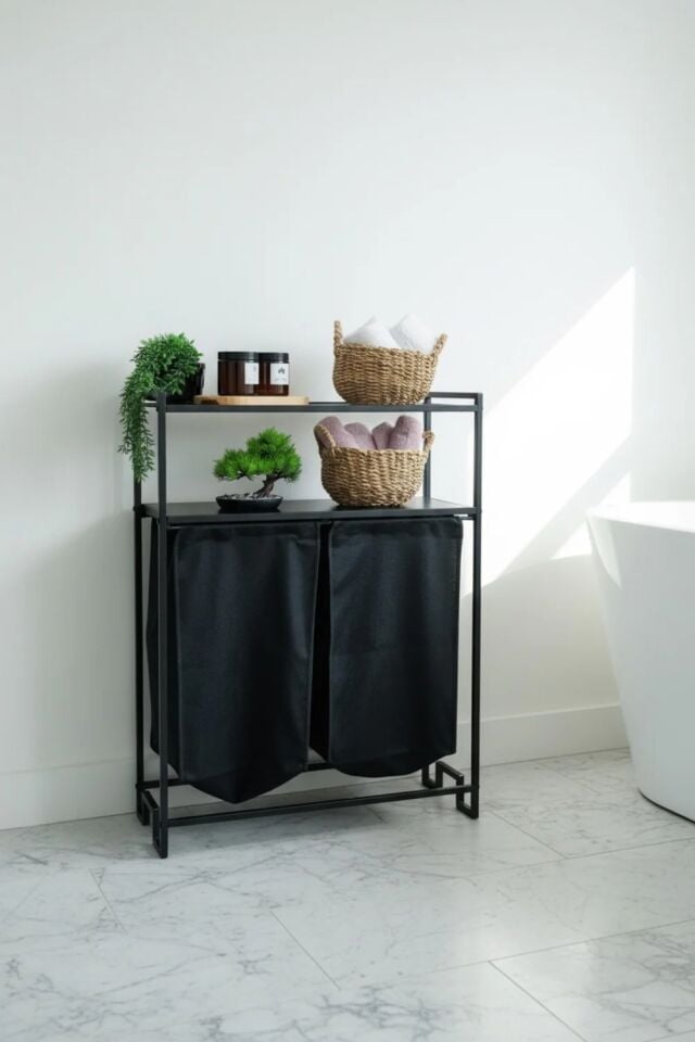 SEPET KİRLİ 2 RAFLI 2 BÖLMELİ SİYAH 73,5x97x35CM