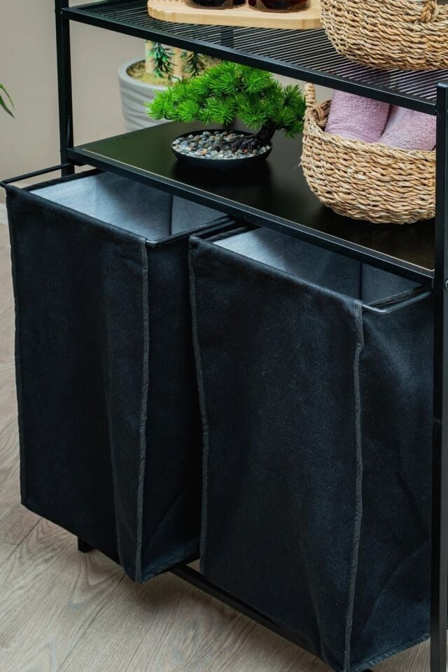 SEPET KİRLİ 2 RAFLI 2 BÖLMELİ SİYAH 73,5x97x35CM